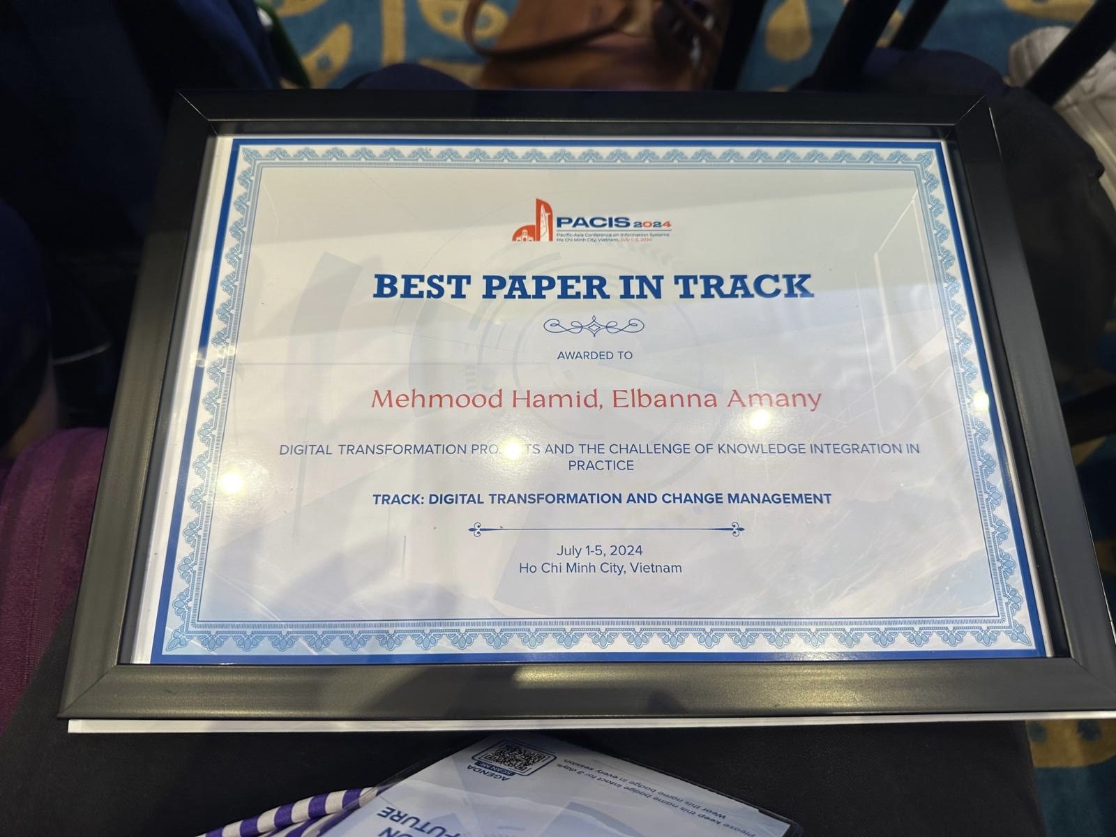 Hamid’s paper awarded best paper in track at PACIS